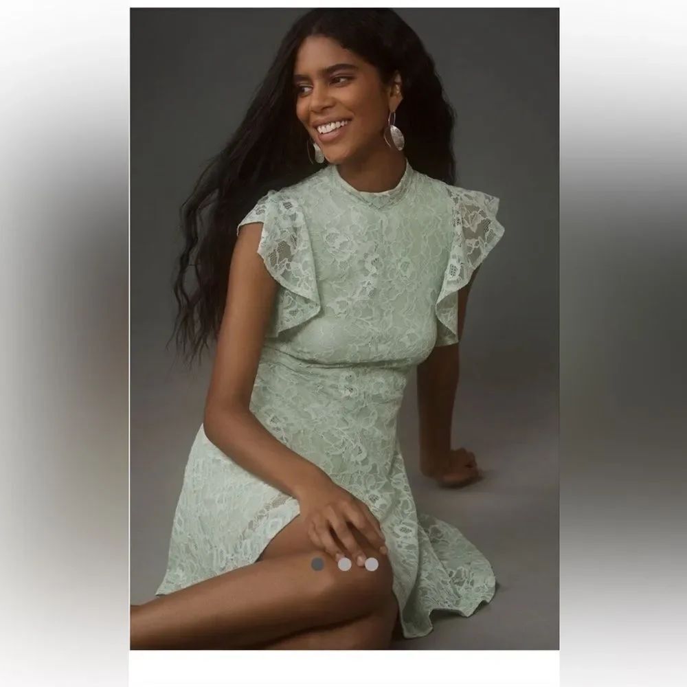 Anthropologie Maeve Mock-Neck Lace Mini Dress Size S